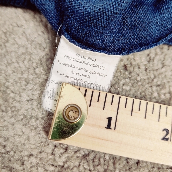 Modango Milano Men's Merino Wool Sweater in Blue Size XL V-neck Fall Nautical - Picture 8 of 10